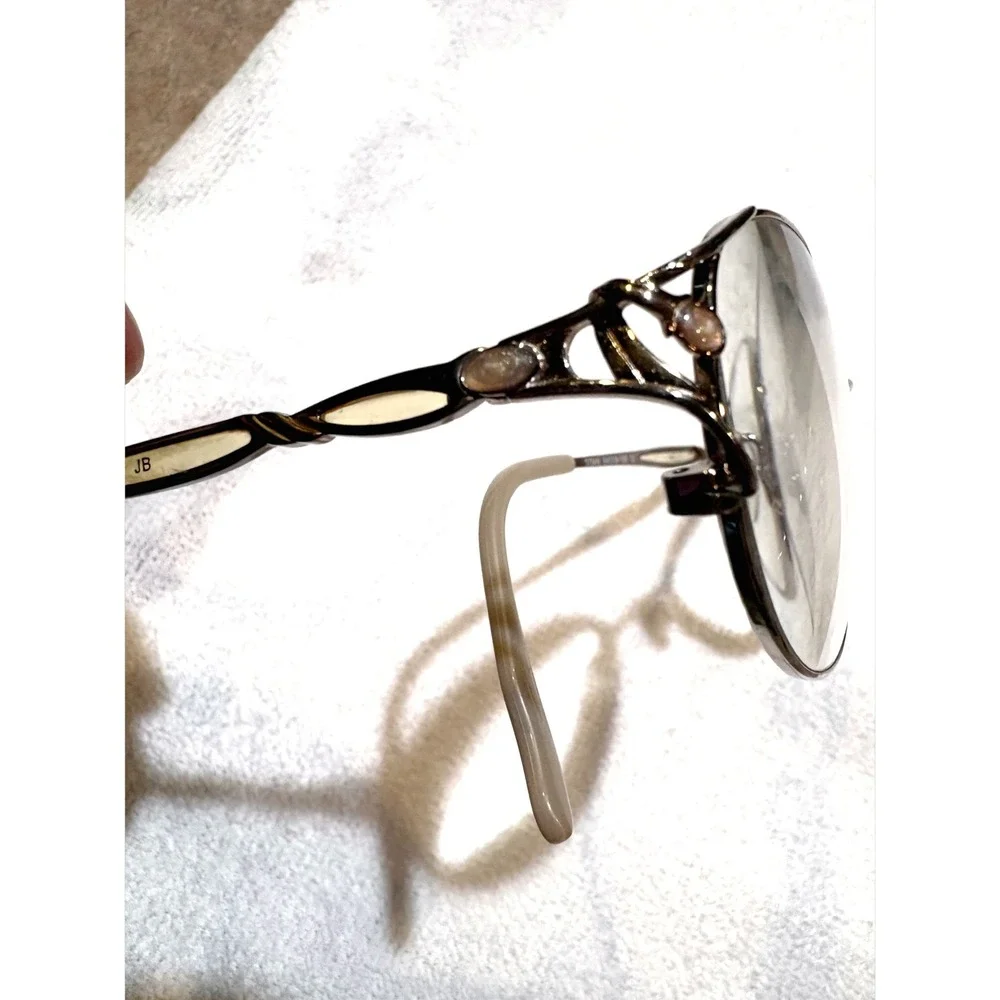 Titan 54-18-135 Silver Oval Eyeglass Frames with Stone Accents Vintage Style
